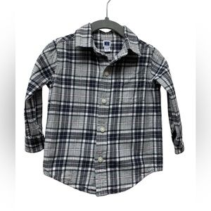 Janie and Jack plaid flannel long sleeve button down shirt, size 12-18 months
